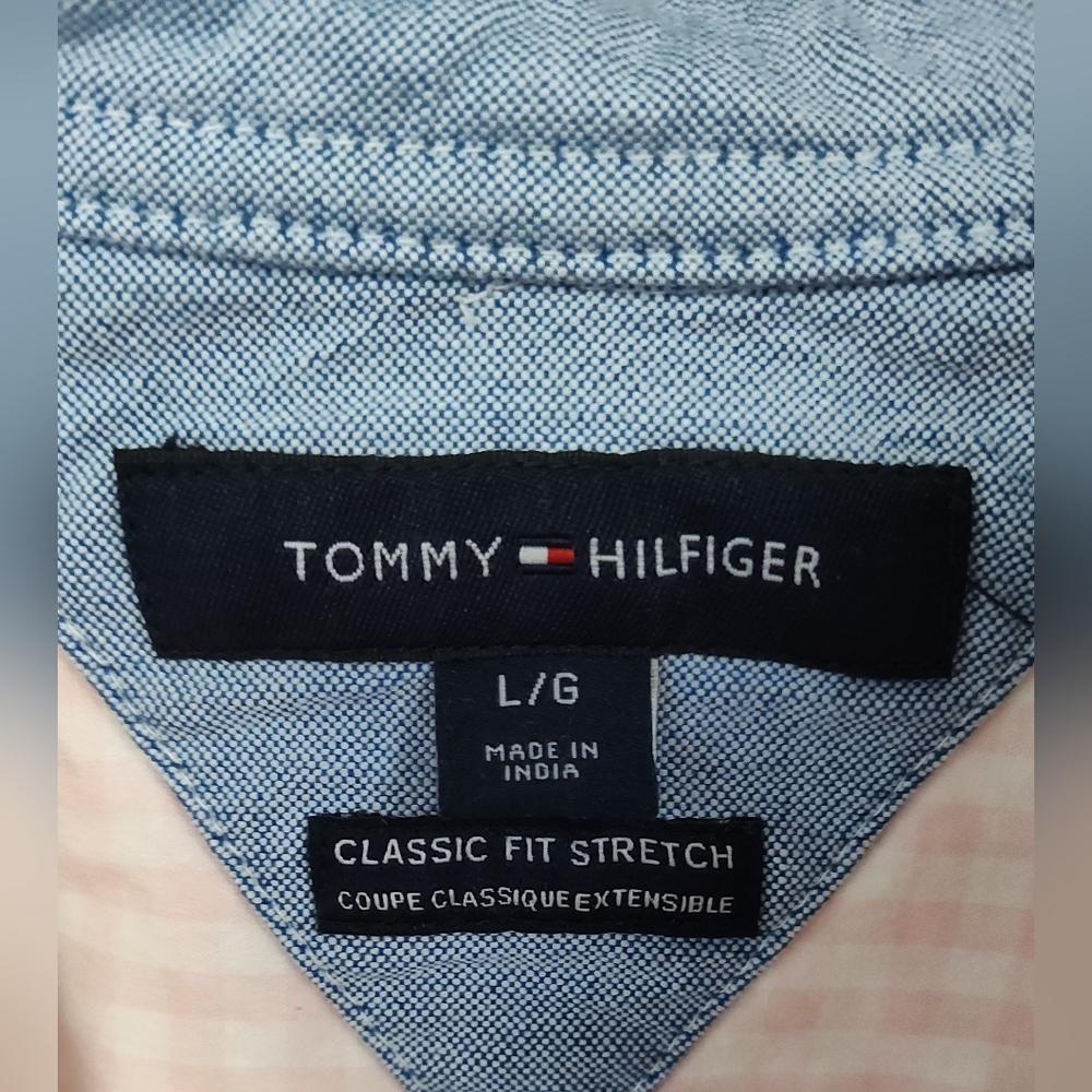 Men's Tommy Hilfiger Pink Plaid Shirt - Size Large - Excellent Condition - Picture 4 of 5